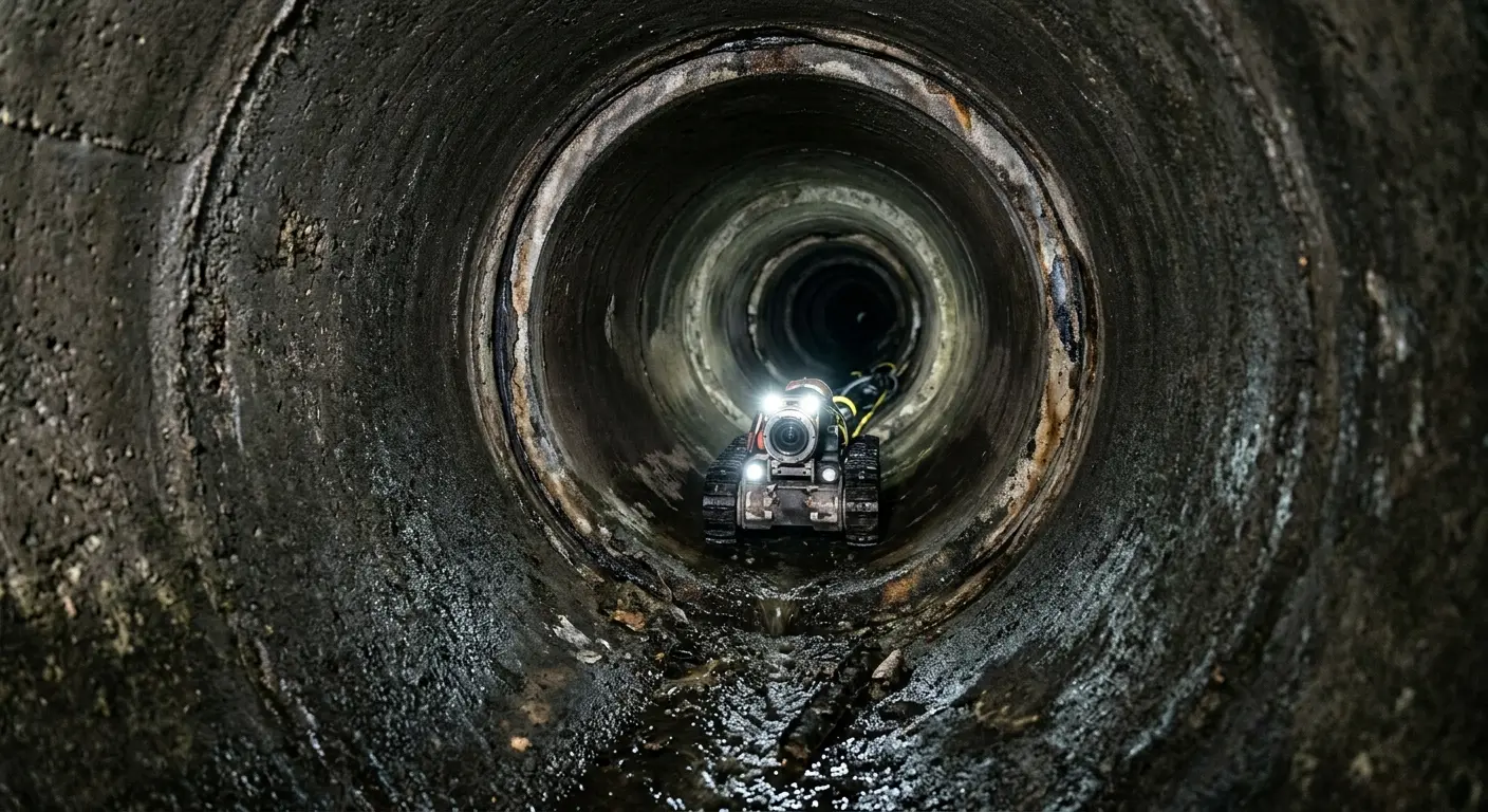 Robotic sewer camera inspecting pipe interior for Sewer Line Repair in Northdale